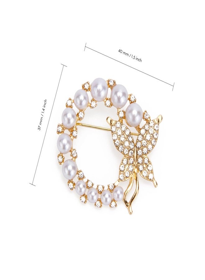 Wynameleri Lapel Pins Brooch Fashion Butterfly Design with Pearl in Gift Box - Image 2
