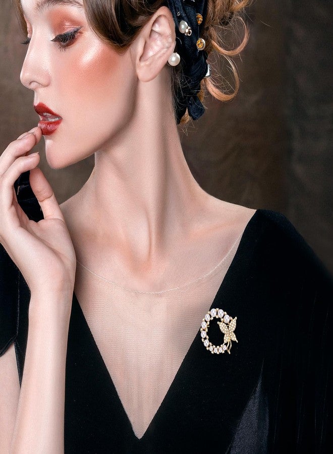Wynameleri Lapel Pins Brooch Fashion Butterfly Design with Pearl in Gift Box - Image 5