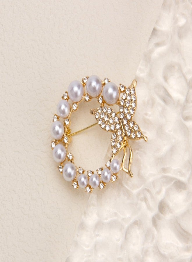 Wynameleri Lapel Pins Brooch Fashion Butterfly Design with Pearl in Gift Box - Image 3