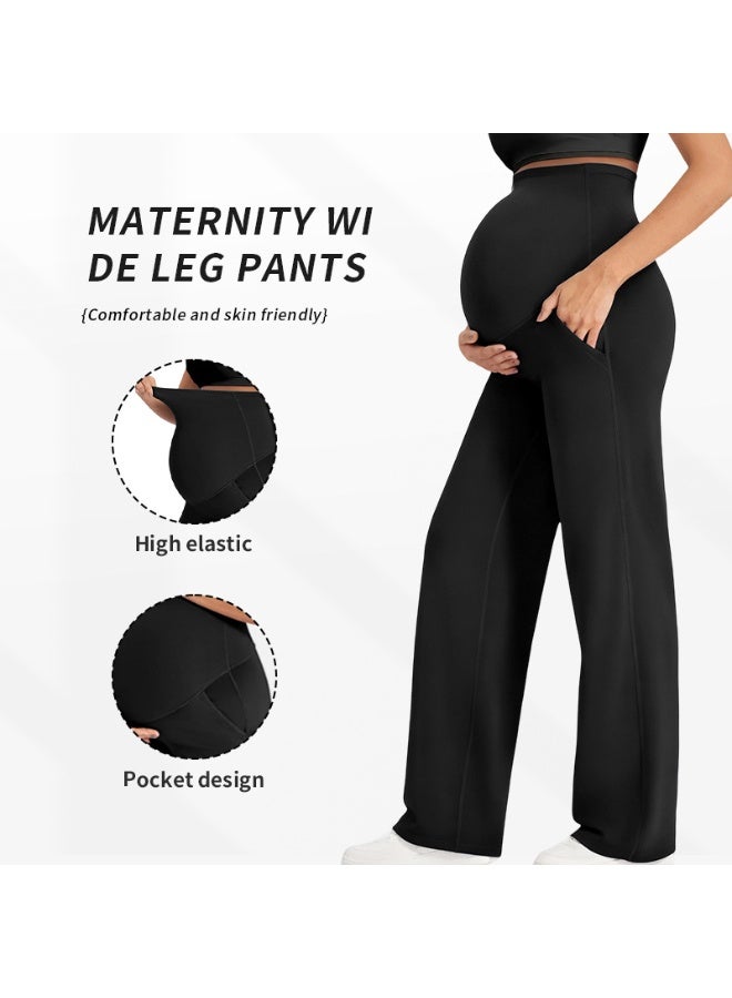 Women's High-waisted, High-elasticity, Straight-leg Maternity Pants That Support the Belly; Suitable for Casual Wear As Outerwear; Breathable and Does not Constrict the Belly. - Image 1