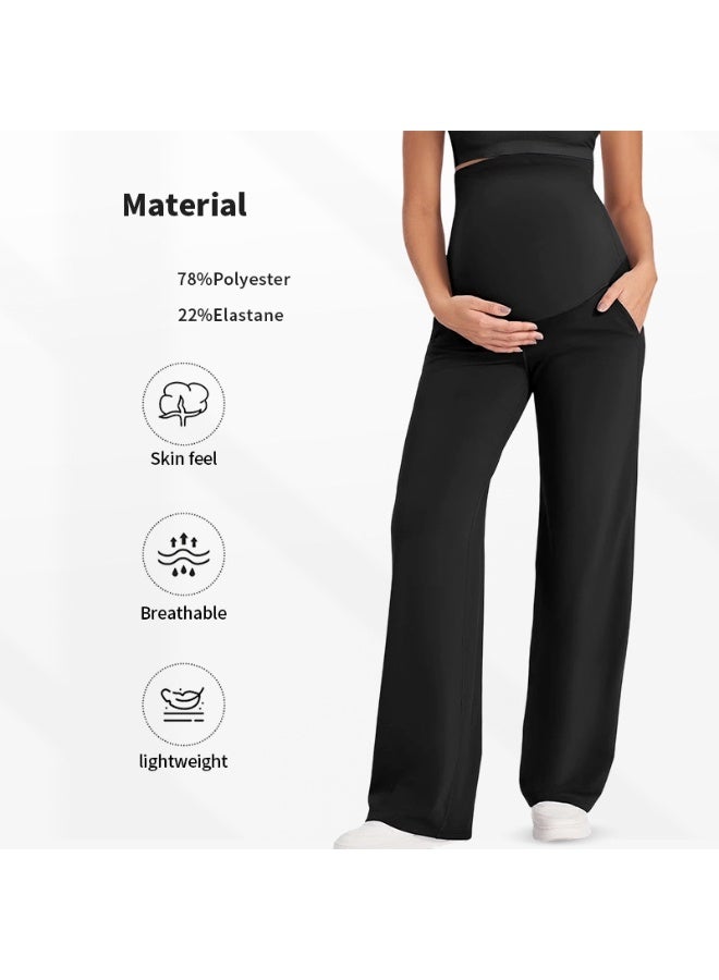 Women's High-waisted, High-elasticity, Straight-leg Maternity Pants That Support the Belly; Suitable for Casual Wear As Outerwear; Breathable and Does not Constrict the Belly. - Image 2