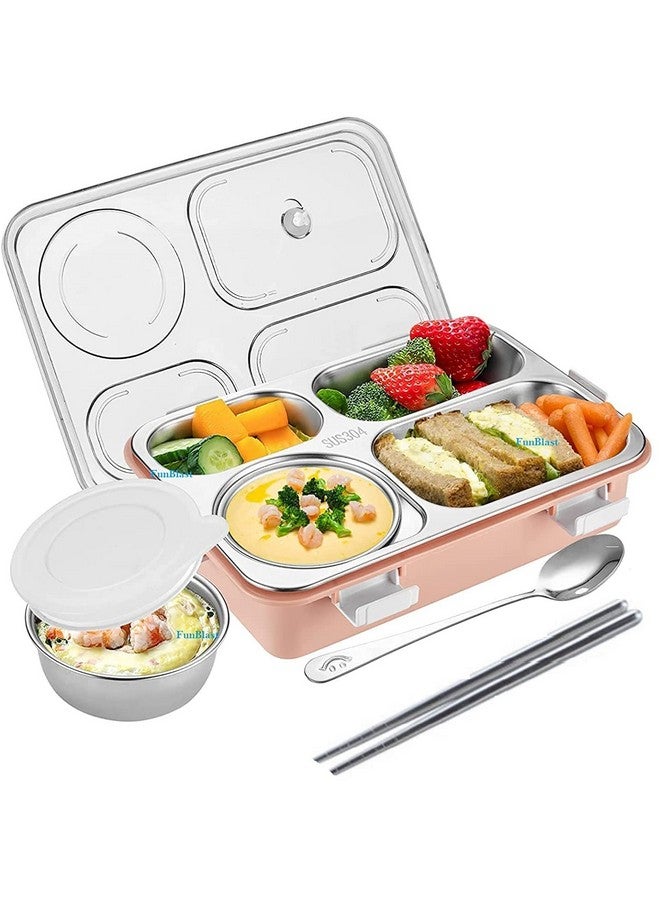 FunBlast Lunch Box - Stainless Steel Lunch Box for Kids, Tiffin Box, Lunch Box with Spoon, Lunch Box, Lunch Box for Kids, Lunch Box for Office Women and Men (for Dry Foods Only) (Pink-Color) - Image 1
