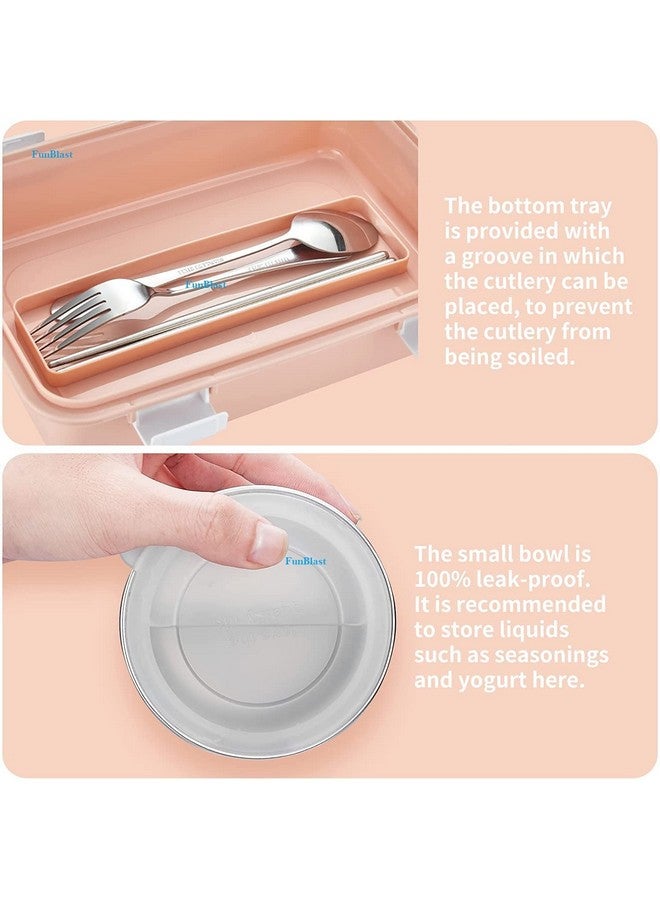 FunBlast Lunch Box - Stainless Steel Lunch Box for Kids, Tiffin Box, Lunch Box with Spoon, Lunch Box, Lunch Box for Kids, Lunch Box for Office Women and Men (for Dry Foods Only) (Pink-Color) - Image 4