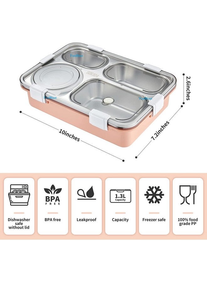 FunBlast Lunch Box - Stainless Steel Lunch Box for Kids, Tiffin Box, Lunch Box with Spoon, Lunch Box, Lunch Box for Kids, Lunch Box for Office Women and Men (for Dry Foods Only) (Pink-Color) - Image 2