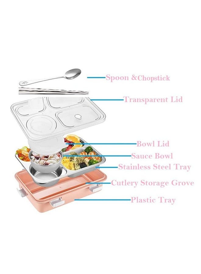 FunBlast Lunch Box - Stainless Steel Lunch Box for Kids, Tiffin Box, Lunch Box with Spoon, Lunch Box, Lunch Box for Kids, Lunch Box for Office Women and Men (for Dry Foods Only) (Pink-Color) - Image 3