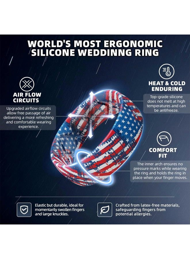 Egnaro Silicone Wedding Rings for Men, Breathable Printed Design Rubber Engagement Bands with Air Flow Grooves 8mm Wide 2mm Thick, 10-10.5(19.8mm), Silicone, No Gemstone - Image 2