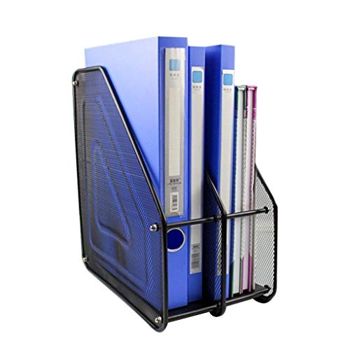 SUKHAD 2 Layer Metal Mesh Magazine and Document Holder, 35.5 X 28.5 X 16 cm, Black - Image 1