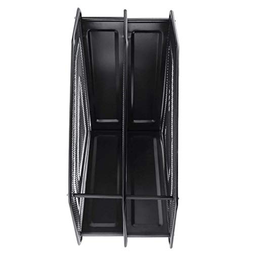SUKHAD 2 Layer Metal Mesh Magazine and Document Holder, 35.5 X 28.5 X 16 cm, Black - Image 4