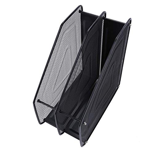 SUKHAD 2 Layer Metal Mesh Magazine and Document Holder, 35.5 X 28.5 X 16 cm, Black - Image 5