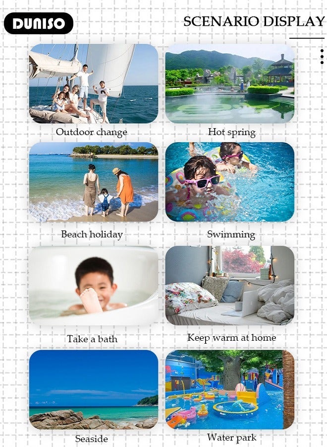 DUNISO Bath Robe for Kids, Off Shoulder Wearable Girl Bath Towel, Light Green Coral Velvet Bathrobe Towel with Side Pocket and Snap Buttons, Quick Dry Lightweight Highly Water Absorbent Beach Towel - Image 3