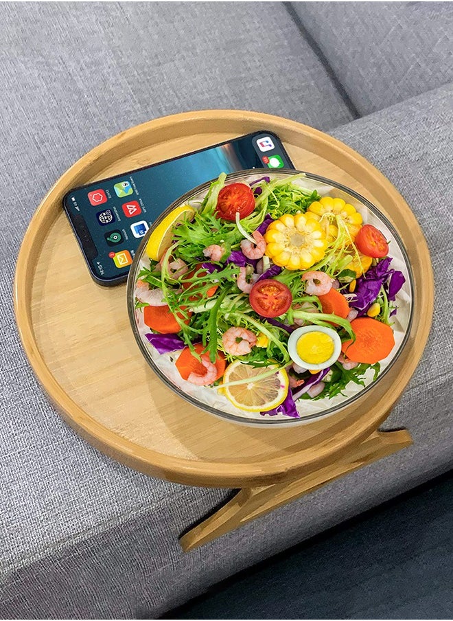 LENND Home Clip On Tray Sofa Table for Wide Couches. Couch Arm Tray Table, Portable Table, TV Table and Side Tables for Small Spaces. height 12 cm and circumference of 24.5 cm  - Image 2