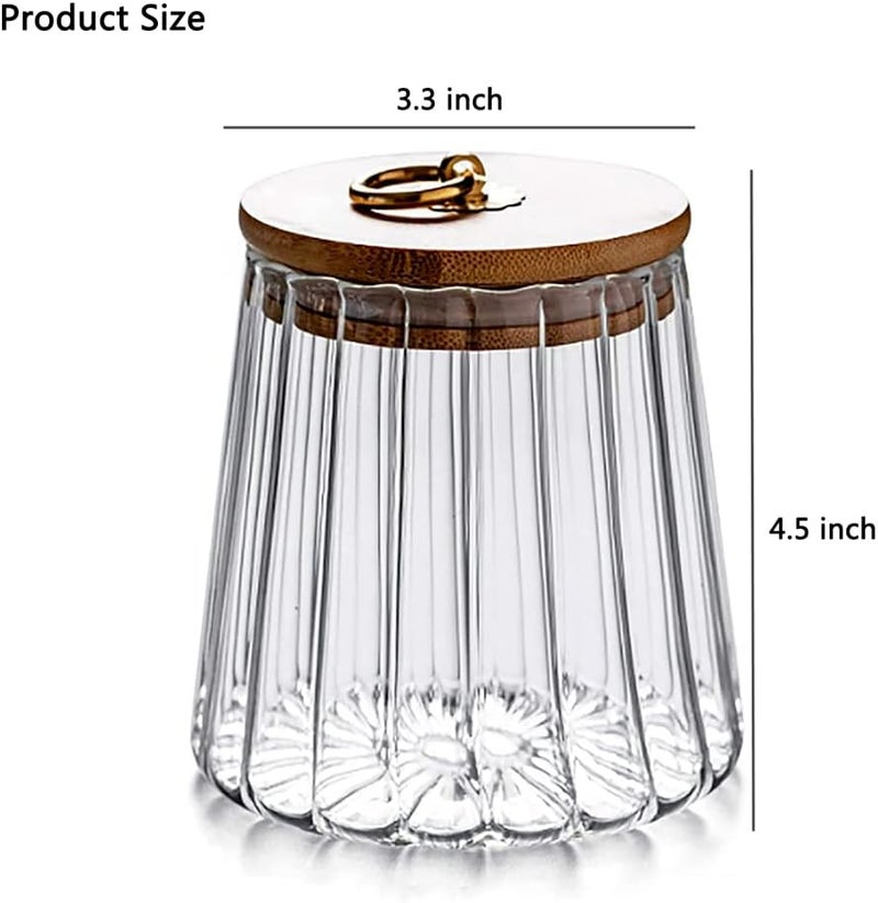 Luckam Glass Jars, 650ml Coffee Nuts Canister Airtight Storage Jar Petal Decorative Container with Bamboo Lid Metal Handle Easy to Grasp - Image 5
