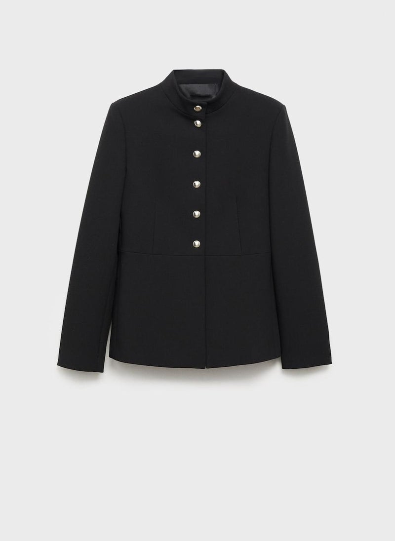 MANGO Jacket With Jewel-Button Strip Collar  - Image 5