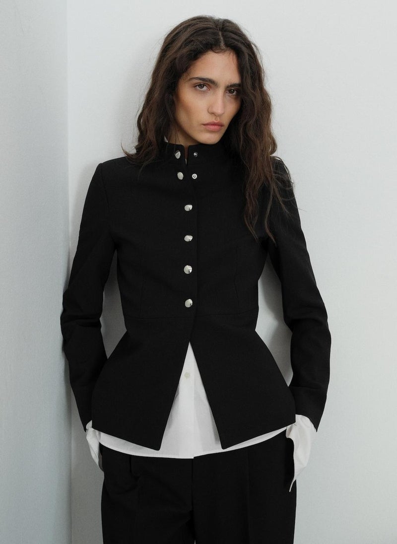 MANGO Jacket With Jewel-Button Strip Collar  - Image 1