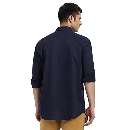 Arrow Solid Slim Fit Mens Casual Shirts - 100% Cotton, Breathable & Comfortable, Full Sleeves Shirts for Men - 44, Navy - Image 3