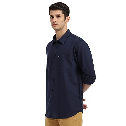 Arrow Solid Slim Fit Mens Casual Shirts - 100% Cotton, Breathable & Comfortable, Full Sleeves Shirts for Men - 44, Navy - Image 5