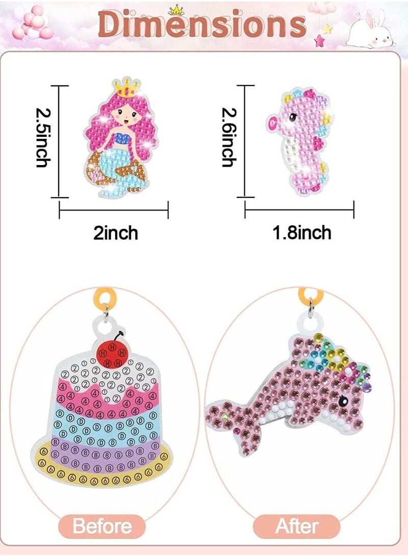 Captaintech and Crafts for Girls, 15pcs Suncatchers Gem Keychain, Mosaic Diamond Painting Kit for Kids ages 4-6-8-10-12, Paint by Number Accessories, Toys and Gifts for Children (Ocean Mermaid Set)  - Image 3