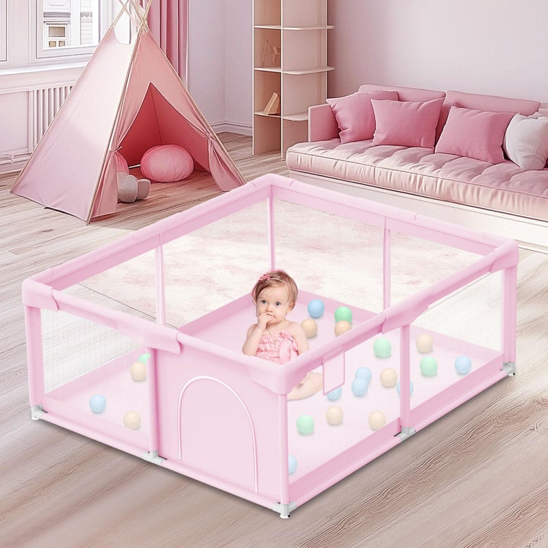 besuhot Baby Playpen for Toddler Playpen for Babies 50 50 Baby Fence Playards Kids Safety Play Pen Area for Indoor Outdoor Pink - Image 2