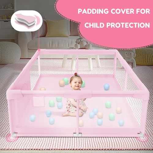 besuhot Baby Playpen for Toddler Playpen for Babies 50 50 Baby Fence Playards Kids Safety Play Pen Area for Indoor Outdoor Pink - Image 3