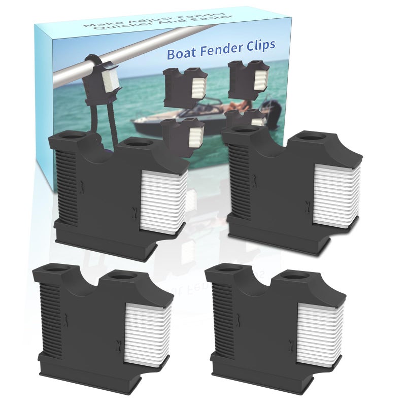 Huntury Boat Fender Hanger Boat Rail and Cleat Fender Clips Quick Connect and Release Fender Lines Boat Bumper Adjuster Pack of 4 - Image 2