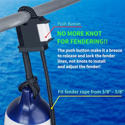 Huntury Boat Fender Hanger Boat Rail and Cleat Fender Clips Quick Connect and Release Fender Lines Boat Bumper Adjuster Pack of 4 - Image 3