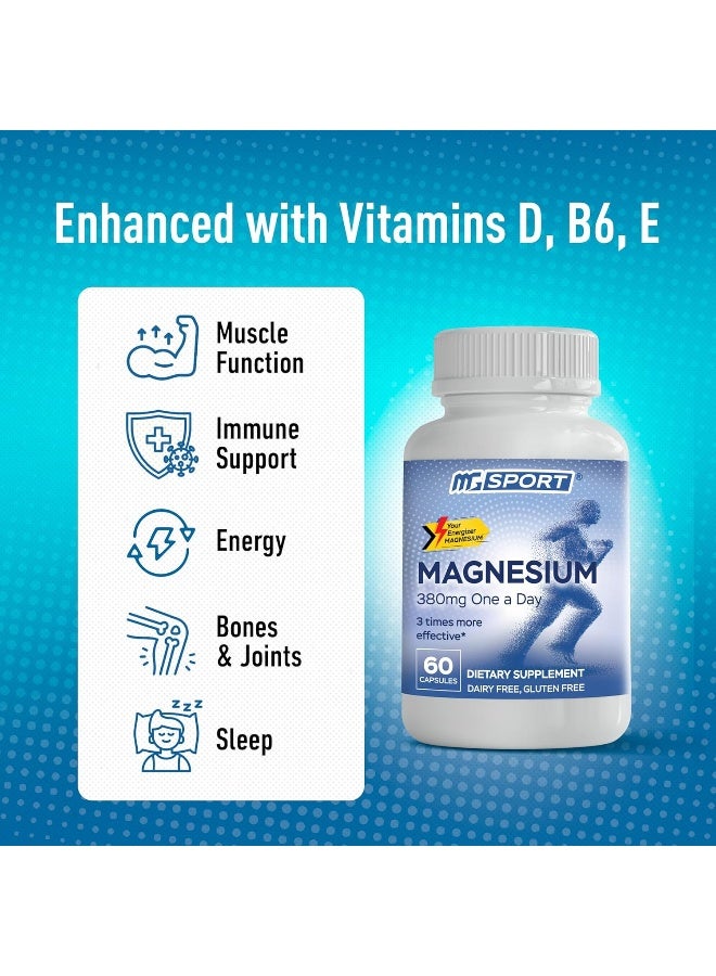MgSport MgSport High Absorption Magnesium Oxide Monohydrate Muscle Relaxer with Vitamin B6, D and E, 380mg - 60 Servings - Image 3