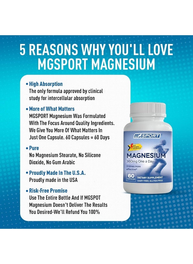 MgSport MgSport High Absorption Magnesium Oxide Monohydrate Muscle Relaxer with Vitamin B6, D and E, 380mg - 60 Servings - Image 5