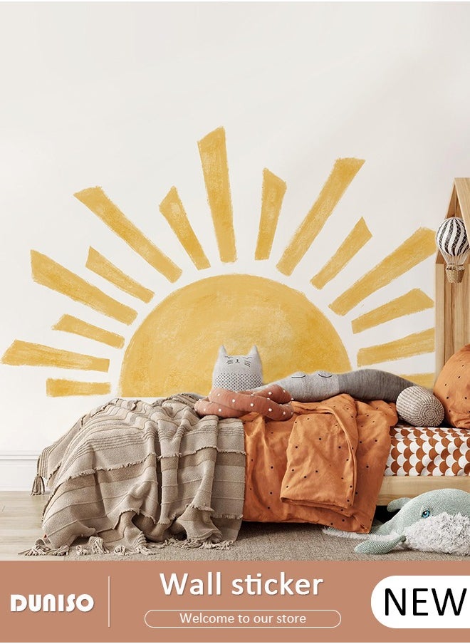 DUNISO Large Half Sun Wall Decal, PVC Waterproof Wall Sticker, DIY Art Decoration Wall Decal for Kids, Wall Decals for Boys Girls Bedroom Wall Decoration  - Image 1