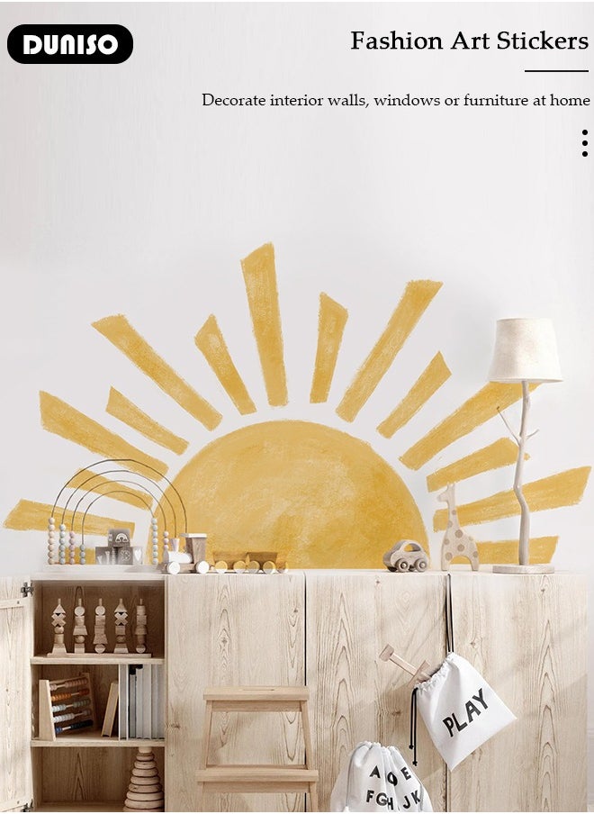 DUNISO Large Half Sun Wall Decal, PVC Waterproof Wall Sticker, DIY Art Decoration Wall Decal for Kids, Wall Decals for Boys Girls Bedroom Wall Decoration  - Image 3