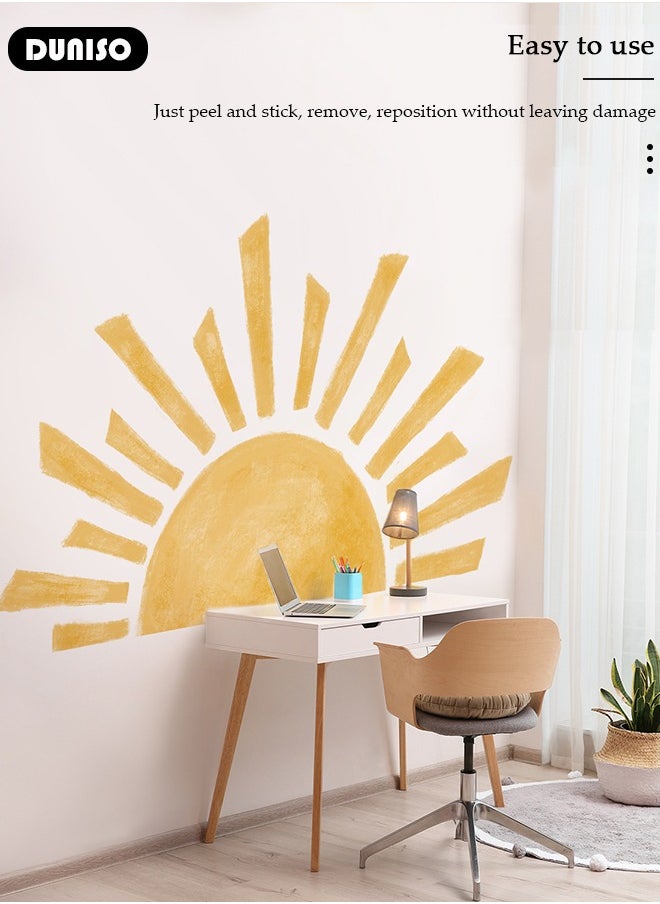 DUNISO Large Half Sun Wall Decal, PVC Waterproof Wall Sticker, DIY Art Decoration Wall Decal for Kids, Wall Decals for Boys Girls Bedroom Wall Decoration  - Image 5