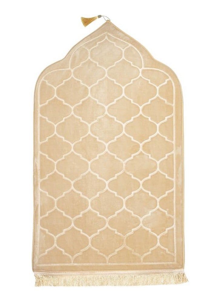 Fabienne Pack of 2 Prayer Mats 70x110cm Anti-Slip Velvet Top Islamic Prayer Rugs for Gifting New Dome Design Thick Padded Sajadah Prayer Mat for Couples Men Women Eid Gift Ramadan Prayer Mat Black/Beige  - Image 3