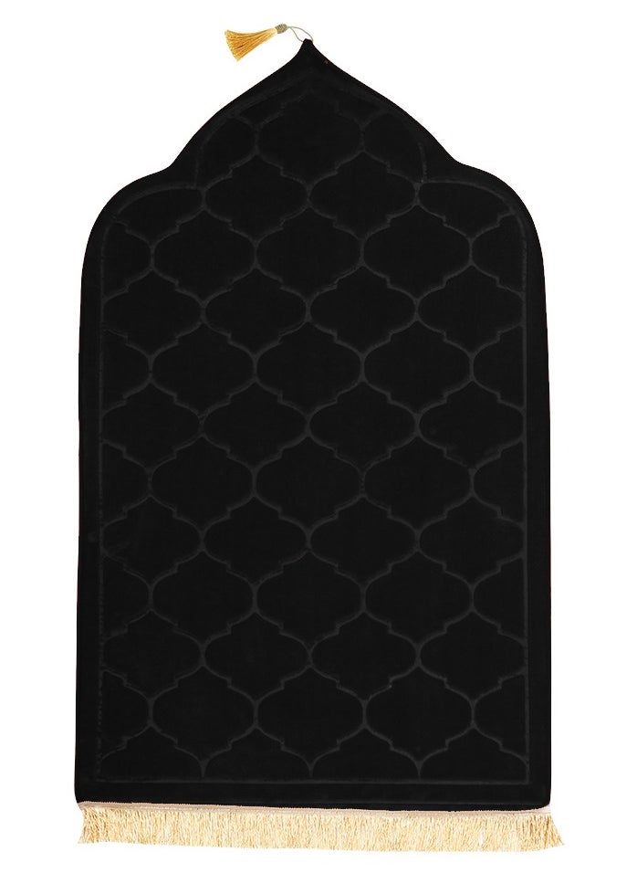 Fabienne Pack of 2 Prayer Mats 70x110cm Anti-Slip Velvet Top Islamic Prayer Rugs for Gifting New Dome Design Thick Padded Sajadah Prayer Mat for Couples Men Women Eid Gift Ramadan Prayer Mat Black/Beige  - Image 4