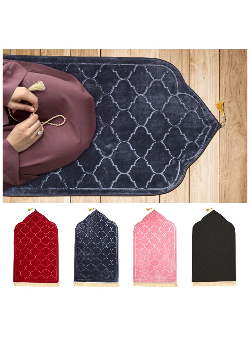 Fabienne Pack of 2 Prayer Mats 70x110cm Anti-Slip Velvet Top Islamic Prayer Rugs for Gifting New Dome Design Thick Padded Sajadah Prayer Mat for Couples Men Women Eid Gift Ramadan Prayer Mat Black/Beige  - Image 5