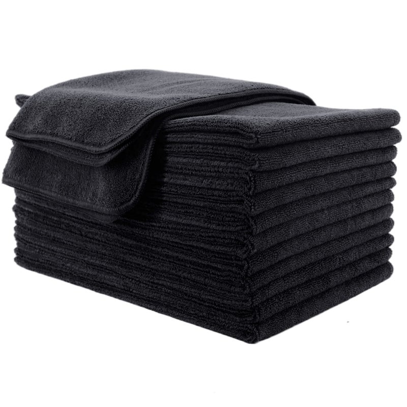 Polyte Professional Quick Dry Lint Free Microfiber Hair Drying Salon Towel  16 X 29 In  12 Pack (Black) - Image 1