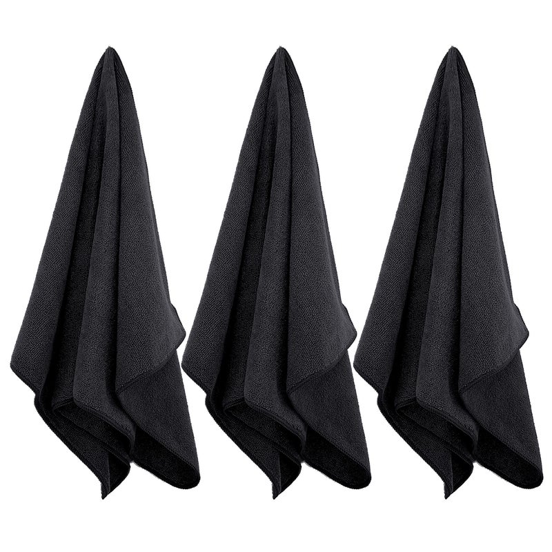 Polyte Professional Quick Dry Lint Free Microfiber Hair Drying Salon Towel  16 X 29 In  12 Pack (Black) - Image 3
