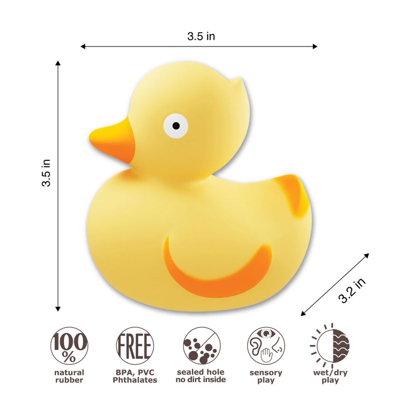 CaaOcho Pure Natural Rubber Bath Toy - Rubber Ducky Lily The Duck Baby Toy - Hole Free Bath Toys, BPA Free Bath Toys for Infants, Without Holes Sealed Natural Rubber Baby Toy - Image 3
