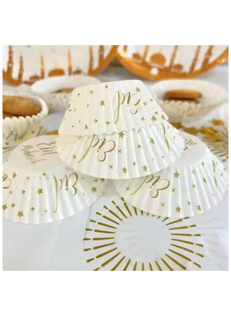 Boxwoods 200 Pcs Of Ramadan And Eid Party Decor Cupcake Liner Baking Cup Patisserie Wrapper Muffin Cupcake Paper Cases  - Image 1
