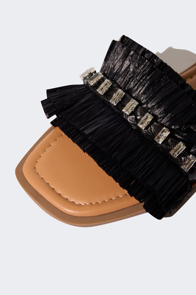 DeFacto Black Woman Woman Single Band Flat Base Slippers Casual - Image 5