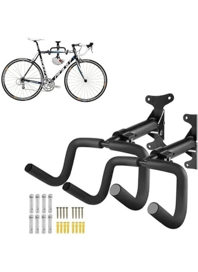 HOOKOR 2 Pack Bike Wall Mount Bike Storage Rack - Foldable - Length and Angle Adjustable - Horizontal Bicycle Rack for Garage,Indoor,Home,Road Bikes,Mountain Bikes,Hybrid Bikes  - Image 1