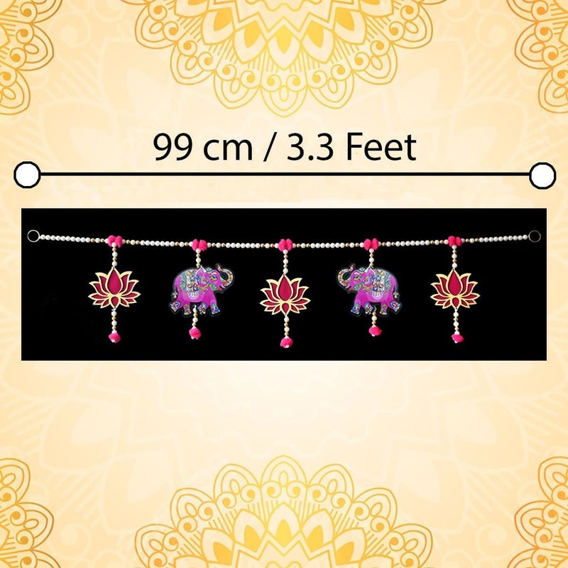 Priyashyam Traders Priyashyam Traders Lotus with Elephant Hanging Toran for Main Door Mandir Handmade Toran for Entrance Door Diwali Decoration Toran for Pooja Room Handmade Traditional Bandarwal Thoranam  - Image 4