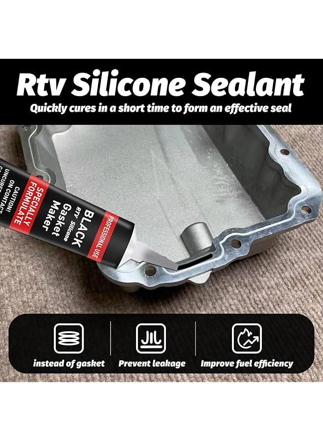 KASTWAVE Rtv Silicone Gasket Maker, High Temp Silicone Resist Oil, Anti-Freeze Rtv Silicone Sealant For Engines, Gearboxes, Pumps, Superchargers (Black, 170G) - Image 2