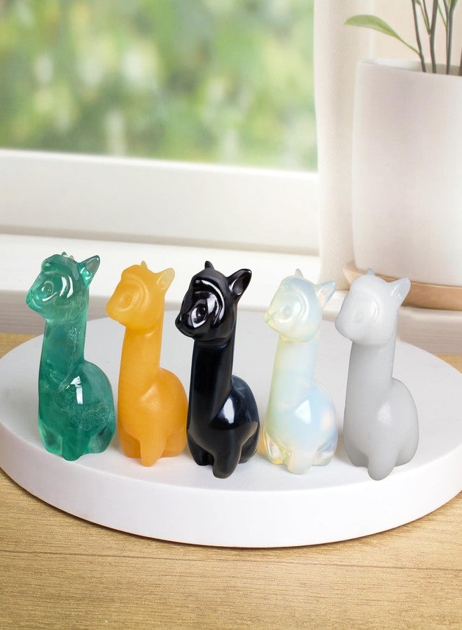 Ytbeoxk 2.1 inch Hand Carved Natural Fluorite Alpaca Statue Sparkling Desk Charm for Kitchen Serenity Zen Office Guardian Stress Relief Companions Statue Crystal Home Decor. - Image 5