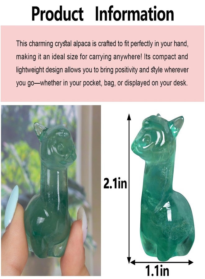 Ytbeoxk 2.1 inch Hand Carved Natural Fluorite Alpaca Statue Sparkling Desk Charm for Kitchen Serenity Zen Office Guardian Stress Relief Companions Statue Crystal Home Decor. - Image 2