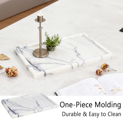 DUANYAN Real Luxurious Vanity Tray Natural Genuine Marble Storage Tray for Home Decor Stone Tray for Bathroom/Kitchen/Vanity/Dresser Non-Resin/Non-Ceramic(Lilac) - Image 2