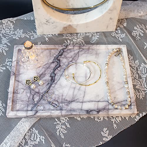 DUANYAN Real Luxurious Vanity Tray Natural Genuine Marble Storage Tray for Home Decor Stone Tray for Bathroom/Kitchen/Vanity/Dresser Non-Resin/Non-Ceramic(Lilac) - Image 5