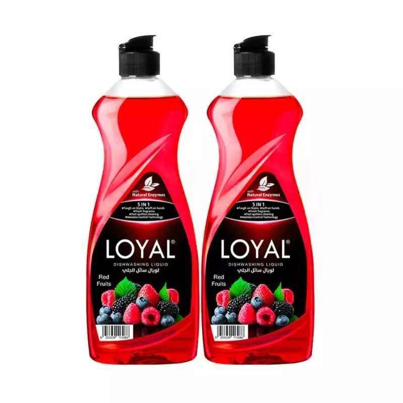 Loyal 5 In 1 Dishwashing Liquid With Red Fruits And Natural Enzymes- 2X700ml