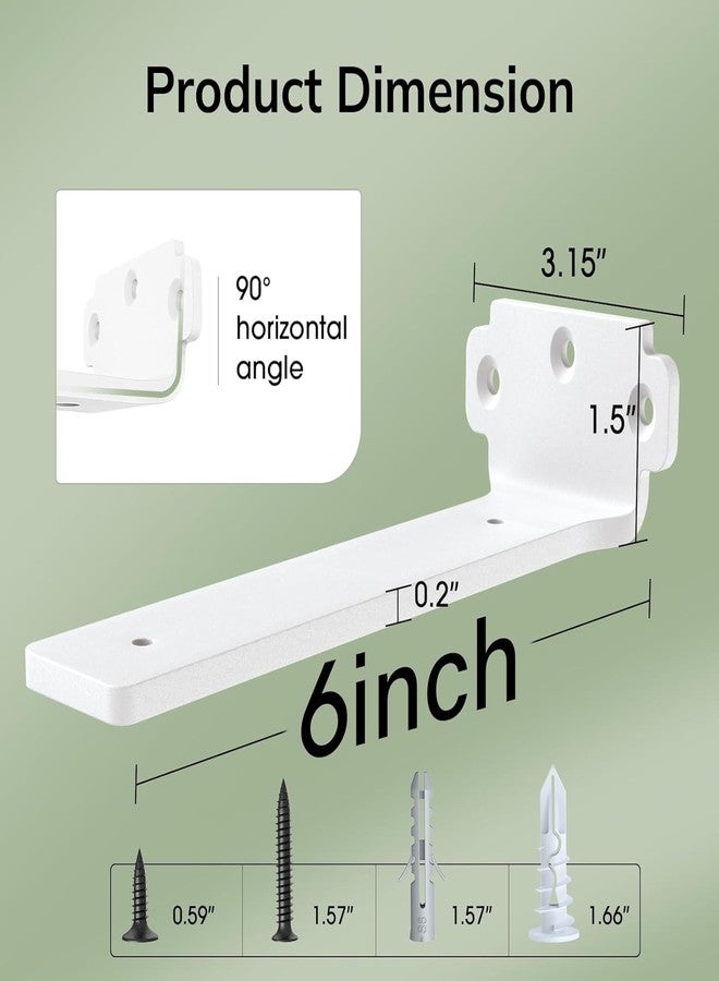 Hirvall ® Heavy Duty Shelf Brakets-White-6 Inch(Pack of 6) 160 lbs Load Capacity, Metal Brackets for Floating & Wooden Shelves - Novel Shape, 1/5 Inch Thick, Rust-Proof Wall Mount Bracket - Image 2