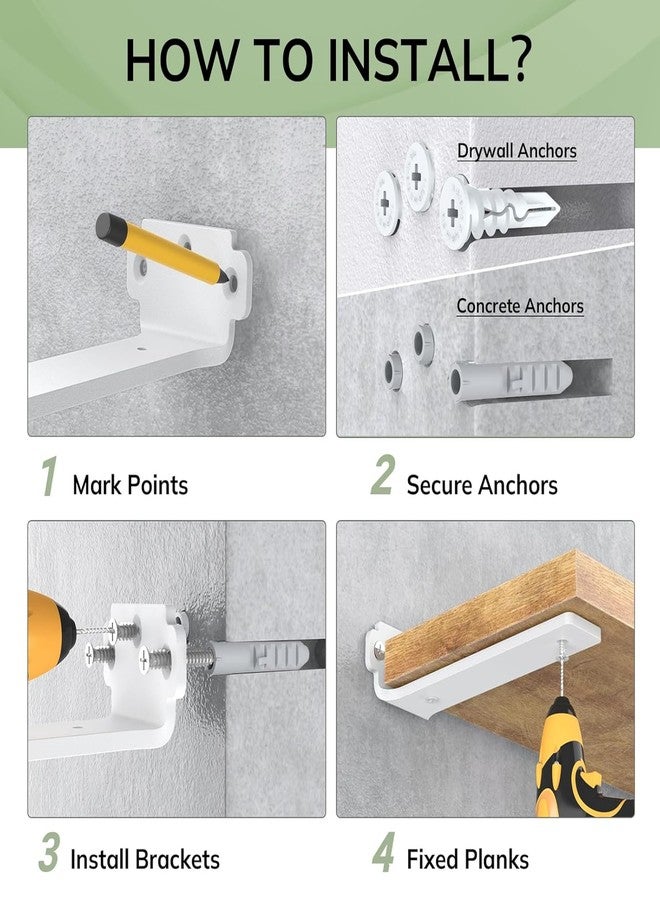 Hirvall ® Heavy Duty Shelf Brakets-White-6 Inch(Pack of 6) 160 lbs Load Capacity, Metal Brackets for Floating & Wooden Shelves - Novel Shape, 1/5 Inch Thick, Rust-Proof Wall Mount Bracket - Image 3