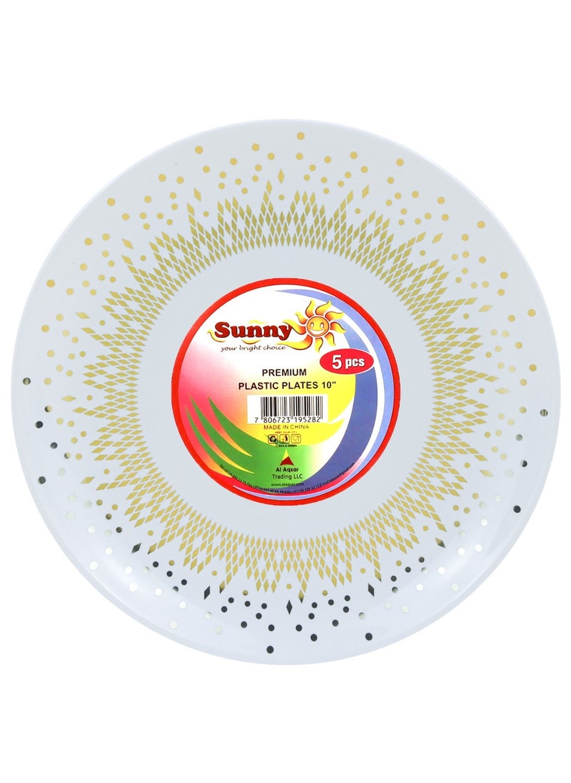 Sunny Your Bright Choice Disposable Plastic Plates Premium Confetti Pattern Fancy Festive Party Set, 10 Pieces (Gold)  - Image 2