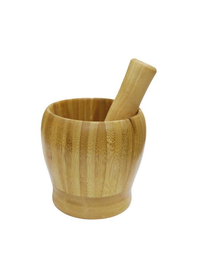 A TO Z Bamboo Wooden Mortar & Pestle 12 cm – Guacamole Bowl, Garlic Pepper Ginger Grinder, Molcajete for Pesto, Spices, and Herbs  - Image 1